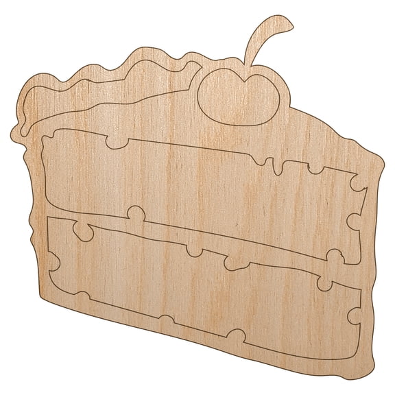Slice of Cake Wood Shape Unfinished Piece Cutout Craft DIY Projects - 4.70 Inch Size - 1/8 Inch Thick