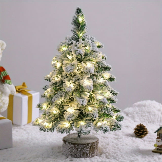 Fridja Sales Christmas Tree with Lights Flocking Home Snow Scene Desktop Scene Layout Decoration Decoration