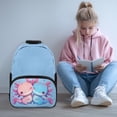 thumbnail image 2 of Yuyamidu Blue Pink Axolotl Backpack for Girls Boys Book Kids School Bag Portable Teens Bookbag Travel Shoulder Bag with Padded Shoulder Straps, 2 of 7