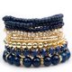 thumbnail image 1 of Nvzi Pulseras de cuentas apilables bohemias Pulseras de cuentas elásticas multicolores Pulseras de cuentas en capas ajustables Pulseras elásticas (azul oscuro), 1 of 4