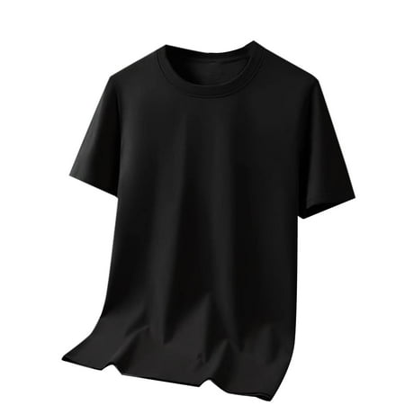 Wyobmus Men's Crewneck T-Shirt Quick Dry Short Sleeve Shirts Moisture Wicking Sun Protection Performance T-Shirt for Casual Workout Black