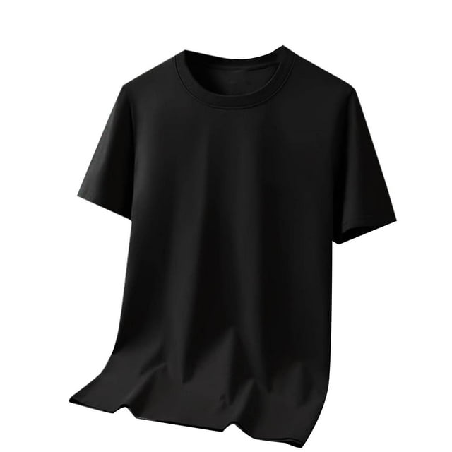 Besolor Men's Short Sleeve T-Shirt Summer Loose Comfy Big and Tall Round Neck Basic Tees Solid Color Workout Tops