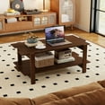 thumbnail image 4 of Costway 2-Tier Coffee Table Irregular Center Table with Open Storage Shelf Cocktail Table Walnut, 4 of 10