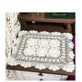 thumbnail image 3 of CHOK Rectangular Cotton Handwork Crochet Lace Table Runner Doilies for Coffee Table Dresser Scarf Centerpieces Décor 2PC, 3 of 5
