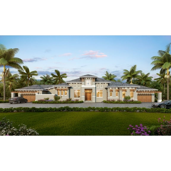 013-5203: Mediterranean Luxury 4 Bed, 6 Bath Luxury Home Plan, 5203 Sq Ft: Full Blueprints with License to Build by Home Plan Marketplace - Lesuto