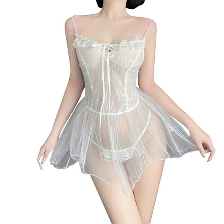 

Sehao Underwear Sets for Women Sexy Lingerie for Women Translucent Solid Color Sweet Sexy Lingerie Suit Lace Night Dress for Women Sleepwear