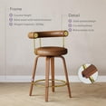 thumbnail image 6 of LAZZO Mid-Century Modern Swivel Bar Stools, 26" Counter Height Bar Chairs with Bent Wood Legs and Back, Faux Leather Upholstered Stools for Kitchen Island, Set of 4, Brown, 6 of 9