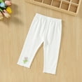 thumbnail image 2 of CYRBOKO Toddler Girls Summer Leggings, Thin Cotton Stretch Elastic Waist Skinny Pants White Size 4 T, 2 of 3