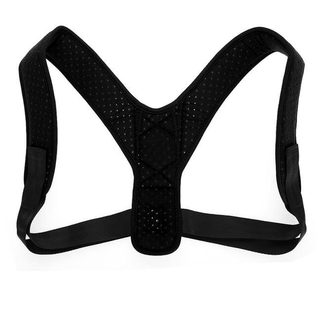 Corrector de postura de espalda para hombres y mujeres, cinturón de soporte de hombros con correas ajustables (negro)