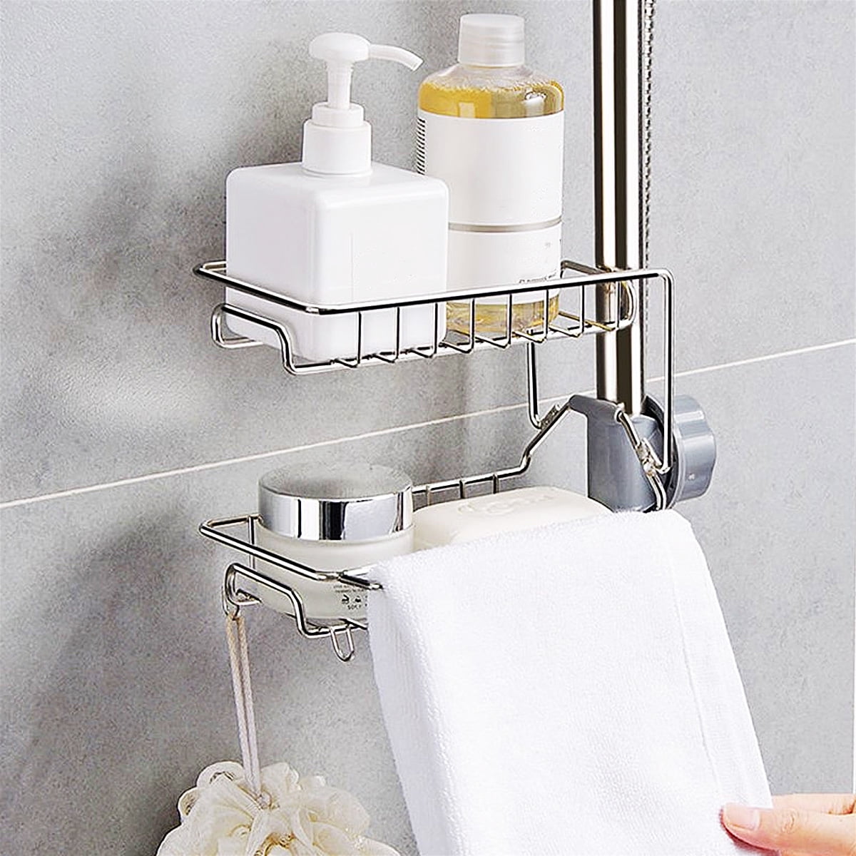 Kitchen Bathroom Sink Caddy Organizer Over Faucet Sponge Holder