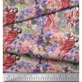 thumbnail image 3 of Soimoi Orange Velvet Fabric Floral,Insect & Parrot Bird Print Fabric by Yard 58 Inch Wide, 3 of 3