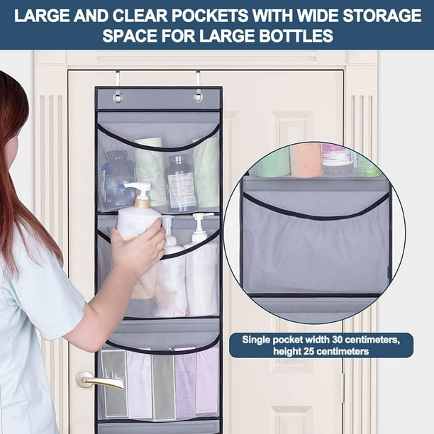 Xihbxyly Bolsa de Almacenamiento Colgante, Organizador de 5 Bolsillos, Tela No Tejida, Diseño Compacto, Almacenamiento para Dormitorio y Baño, Gancho para Puerta de Pared, Material Ligero y Duradero,