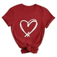 thumbnail image 4 of YueHuiYing Women's Valentine's Day Cartoon Heart Print Short Sleeve Round Neck Top Cute Graphic Tees T-Shirt, 4 of 5