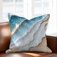thumbnail image 2 of Abstract Waves Throw Pillow Cover Gold Beach Blue Ocean Oil Painting Style Cotton Linen Cushion Cover Throw Pillow Case with Invisible Zipper for Couch Sofa Bed Chair Car 16x16 Inch, 2 of 14