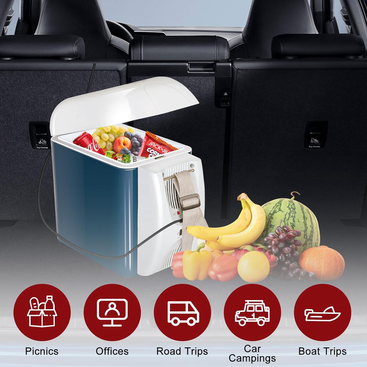 Caynel 12 Volt Car Refrigerator, 7.5L Portable Automotive Refrigerator, Mini Fridge for Camping, Travel, Truck, Home, Blue