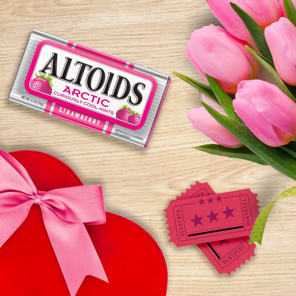 Arctic Strawberry Breath Mints, 1.2 Oz, Pack of 12 | ALTOIDS Sugar-Free, Hard Candies, Fresh Breath Mints, Classic Mint Flavor, Portable | Ships in an Aromatik™ Damage Proof Box