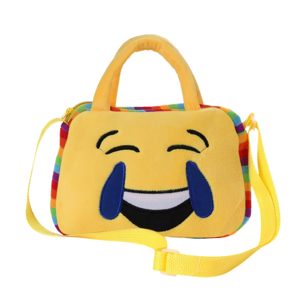 Cute Emoji Face Plush Kids Backpack Purse School Shoulder Bag Crossbody Handbag 