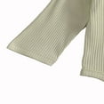 thumbnail image 4 of Baby Boy Girl Solid Color Cotton Knitted Ruffle Long Sleeve Romper Top Drawstring Pants, 4 of 5