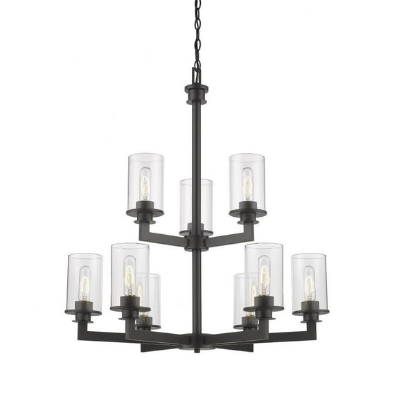 9 Light Chandelier in Art Moderne Style 29 inches Wide By 33 inches High-Bronze Finish Bailey Street Home 372-Bel-2959254