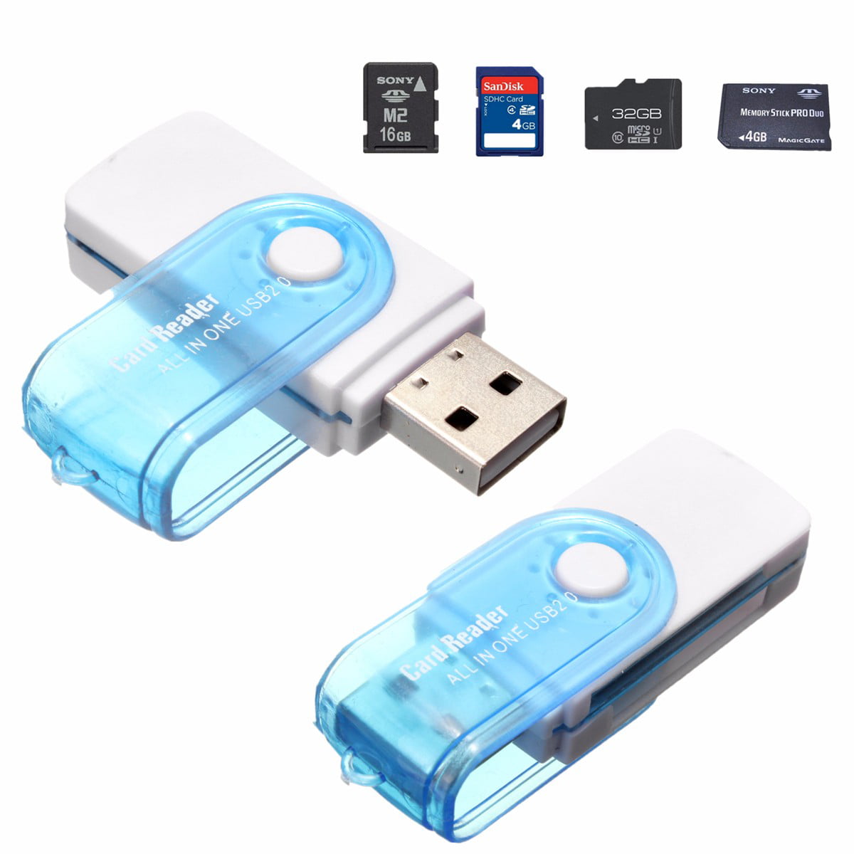 One USB 2.0 Memory Card Reader Writer Adapter for SD MMC SDHC TF Card UP To 64GB