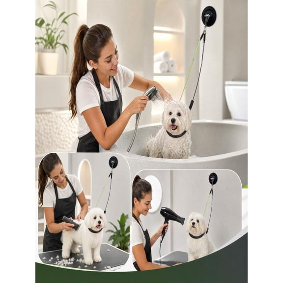 Pet Grooming Restraint, Suction Cup, Padded Loops, 24.4in Total Length, for Cats, Dogs, Bathing, Brushing, and Nail Trimming, Dedicated Grooming Helper