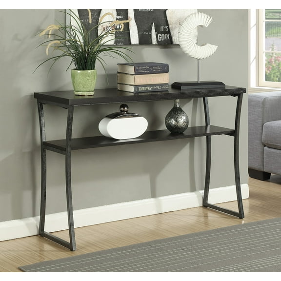 Convenience Concepts X-Calibur Console Table with Shelf, Espresso/Slate Gray