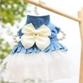 thumbnail image 3 of Robes Chien Princess Nœud Papillon Robe Tutu pour Animaux de Compagnie Robes en Maille Rayée Chiot Princess Robes d'Été pour Petit Moyen Chat Chiot Chien, 3 of 9