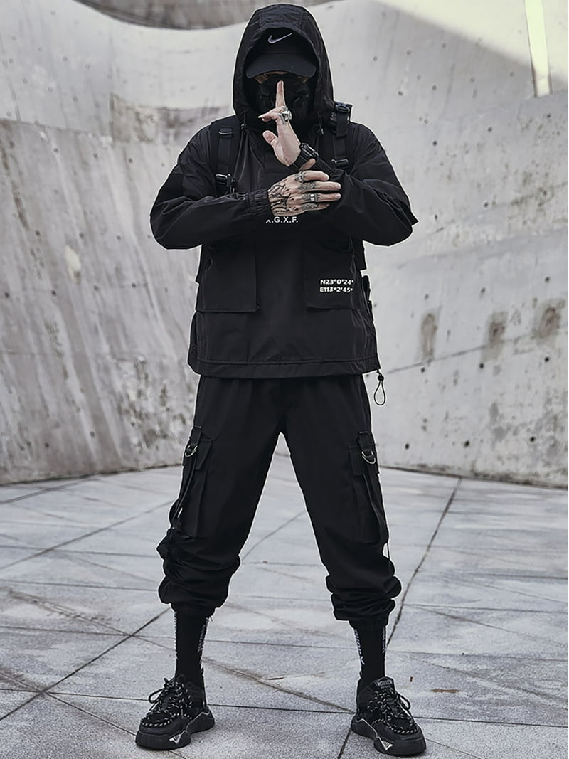 Niepce Inc Streetwear Black Combat Multi-pockets Cyberpunk