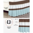 thumbnail image 3 of Blue Brown Morocco Wrap Around Bed Skirts for Queen Bed 18" Drop,Bed Skirt with Adjustable Elastic Belt Dust Ruffle Bed Valance for Bedroom Hotel Geometric Stripes Aqua Stitching Bed Frame Cover, 3 of 7