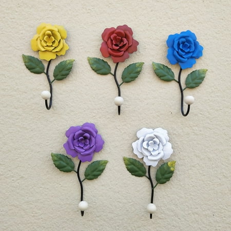 

Dream Lifestyle Decorative Wall Hooks Wall Mounted Art Flower Rose Iron Hook for Hanging Coat Hat Key Towel Vintage Hanger for Living Room Bedroom Bathroom Door Home Decoration