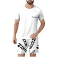 thumbnail image 1 of Ensembles de Pyjamas 2 Pcs pour Hommes Ultra Doux Texturés Costumes Athlétiques Extensibles Col Rond Manches Courtes Chemises Athlétiques Extensibles Séchage Rapide Vêtements de Détente Shorts Ensembles d'Été Hommes 2 Pcs Chemise de Nuit, 1 of 6