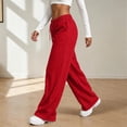 thumbnail image 6 of Sweatpants for Women Plus Size Winter Solid Color Elastic Waist Warm Pants Athletic Wide Leg Drawstring Trousers with Pockets, 6 of 8