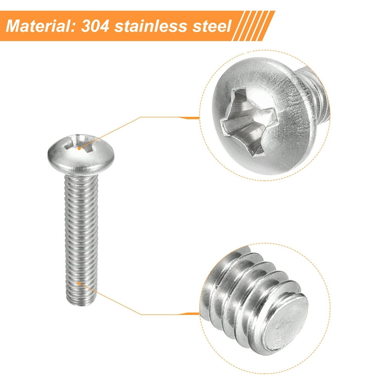 100 Pcs M2.5 X 6mm Phillips Pan Head Self-Tapping Screws - 304 Stainless Steel Fasteners
