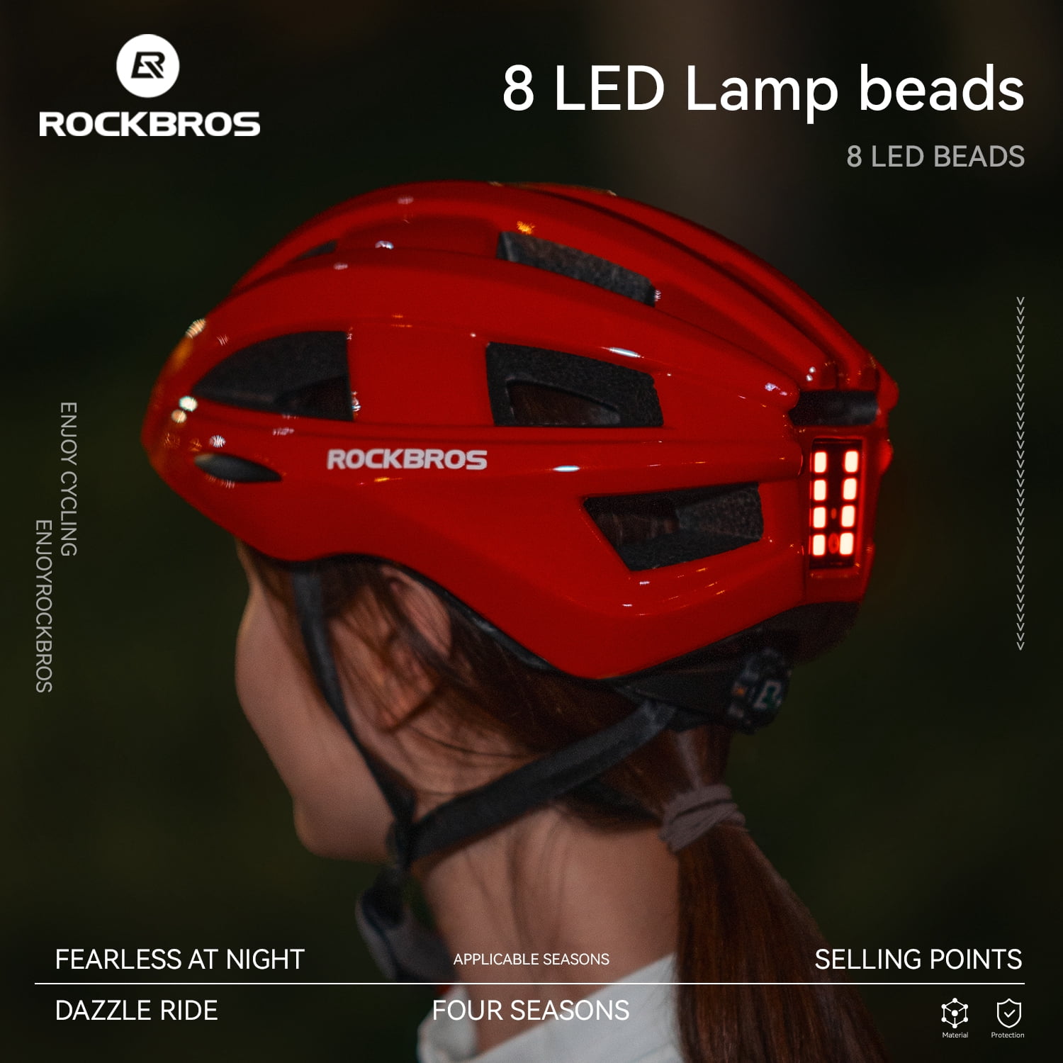 ROCKBROS Bike Helmet With Taillight,Integrally Molded Safety EPS+PC Black,Suitable for Cycling and Skating