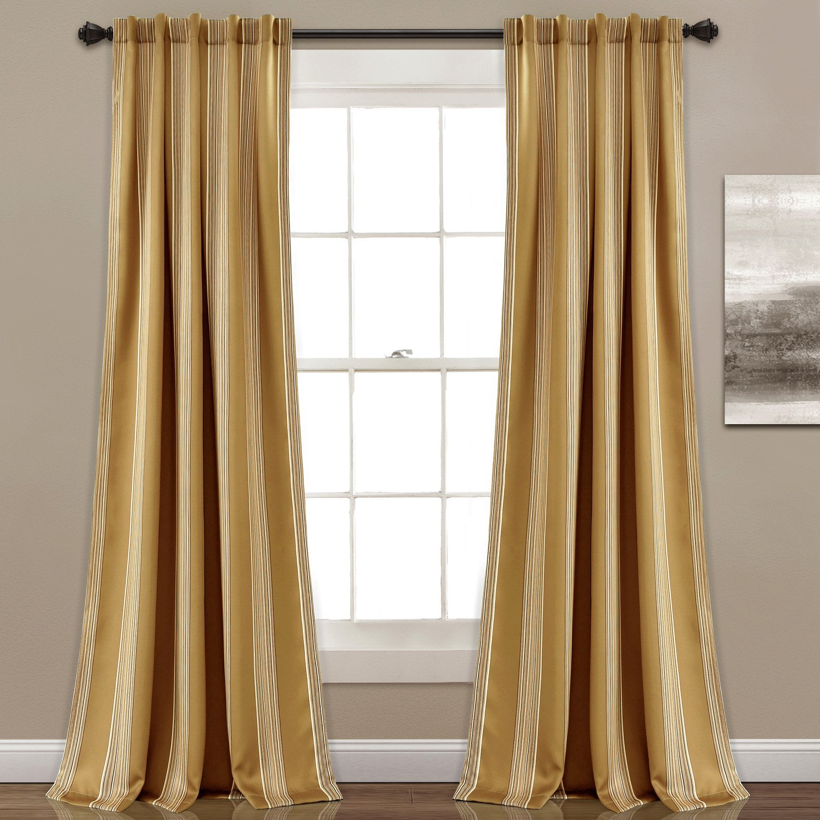 Lush Decor Julia Stripe Room Darkening 84" x 52" Stripe Taupe 100