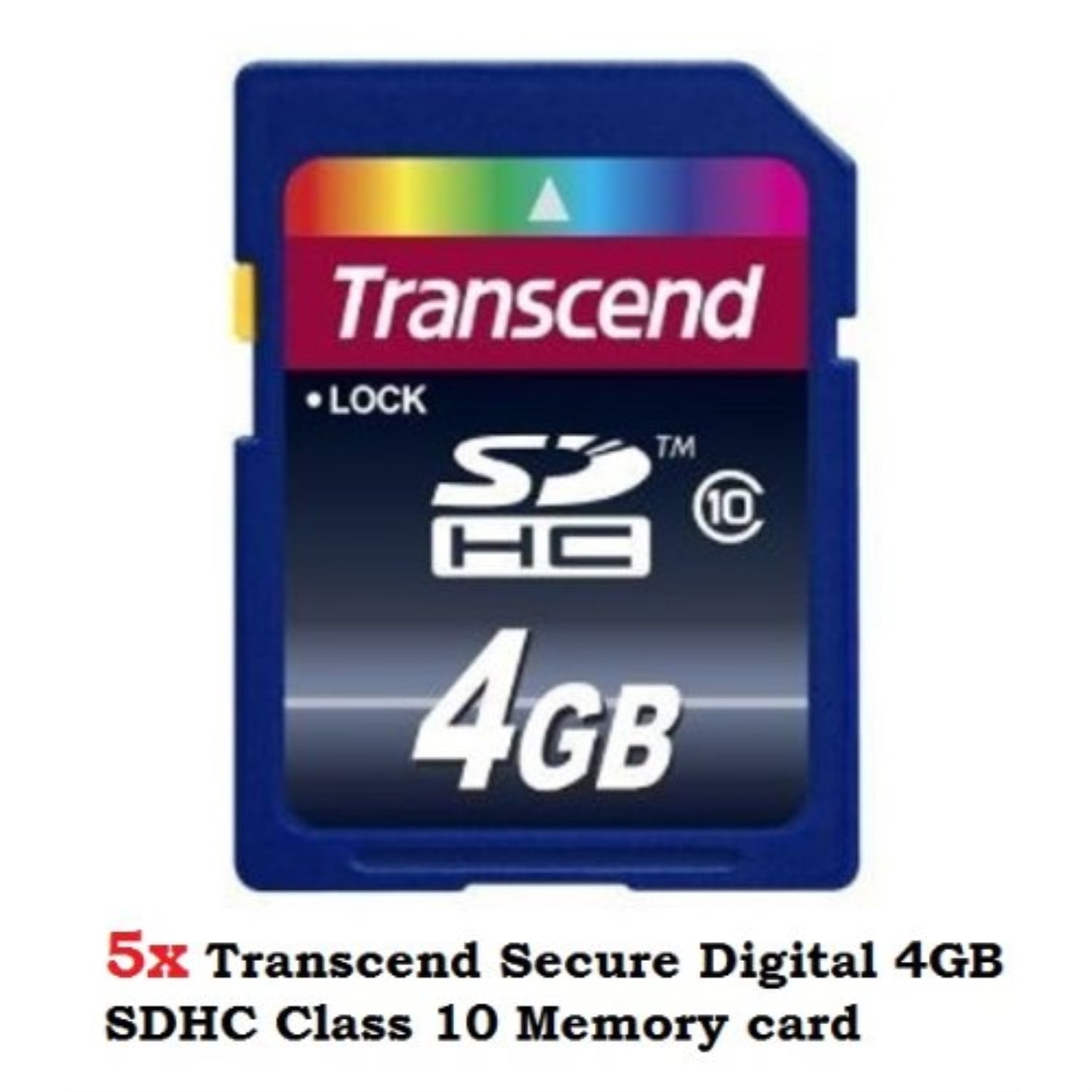 Lot of 5 Transcend Secure Digital 4gb Shc Class 10 memory card