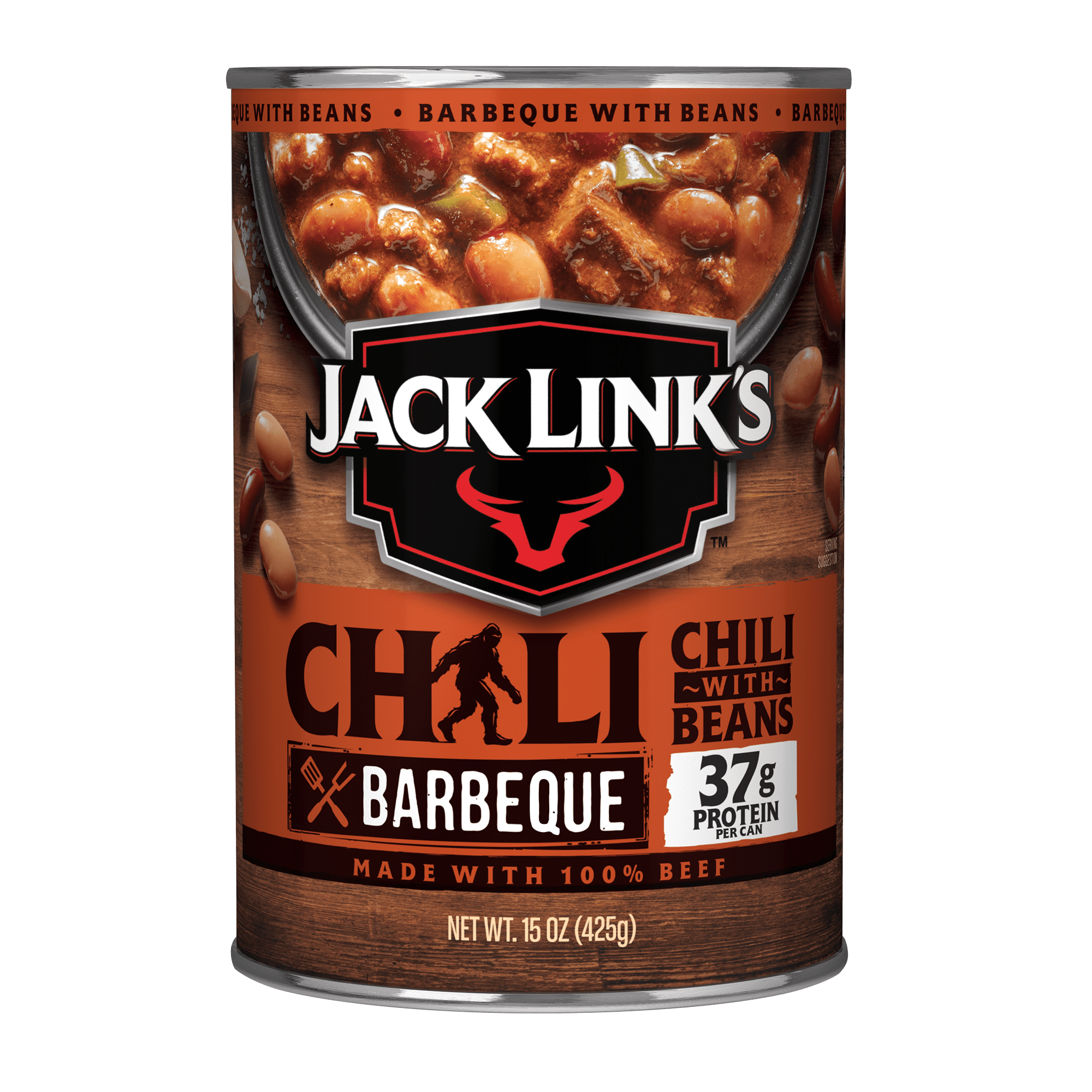 (12 pack) Jack Link's Chili, BBQ Flavored with Beans, 15oz Can, Made with 100% Beef