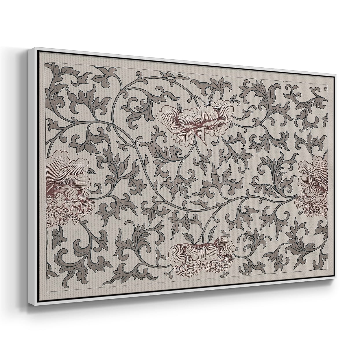 Vintage Abstract Print-XVII Framed in White Wood Gallery Wrapped Canvas 17 in. x 25 in.