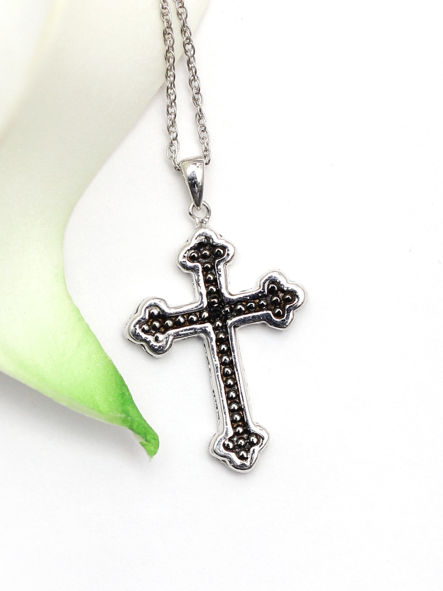 JewelersClub Diamond Cross Pendant Necklace for Women | Sterling Silver