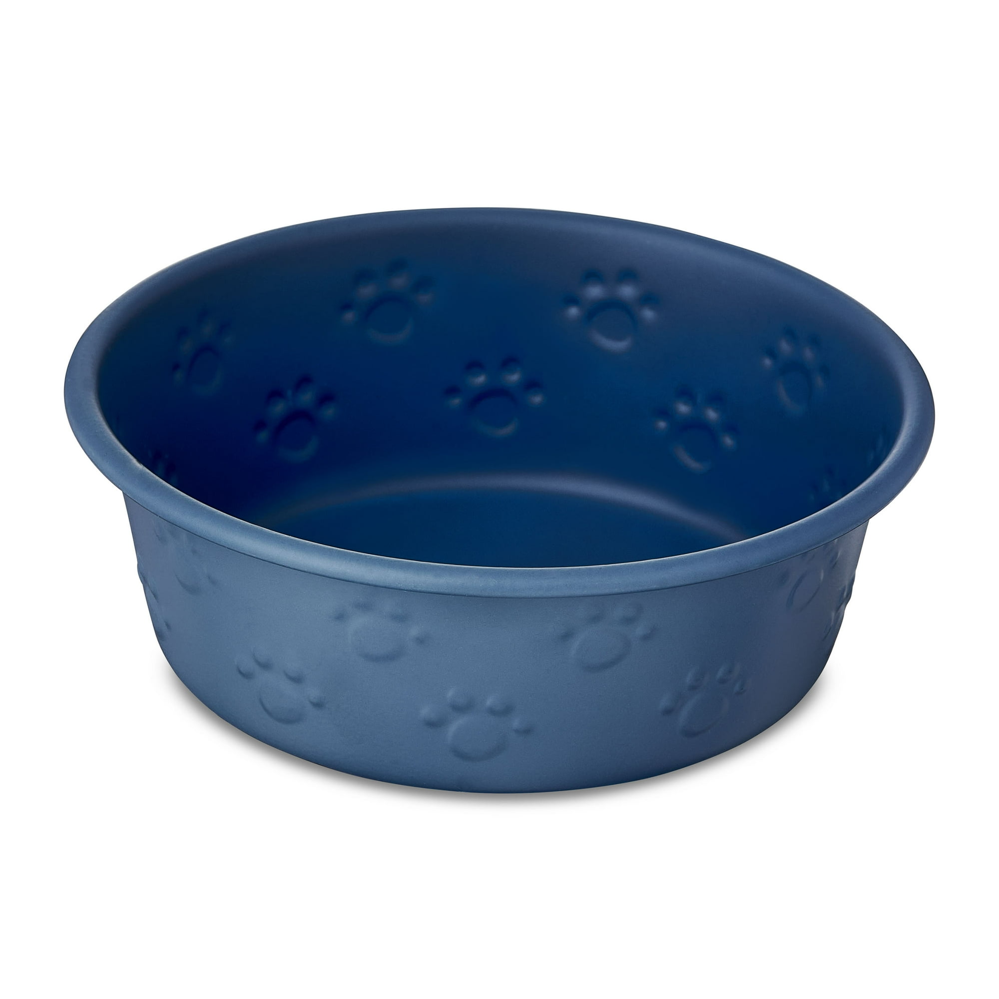 Vibrant Life Small Stainless Steel Embossed Dog Bowl, Blue Paws