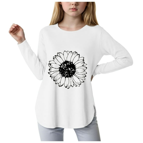 Gubotare Baby T Shirts Girls Casual Long Sleeve T Shirts Striped Tunic Tops Size 13-14 Years (White,13-14 Years)