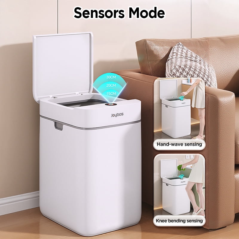 Joybos Automatic Sensor Garbage Cans, Bathroom 8.5L  Trash Can with Lid, Small Waste Baskets, White