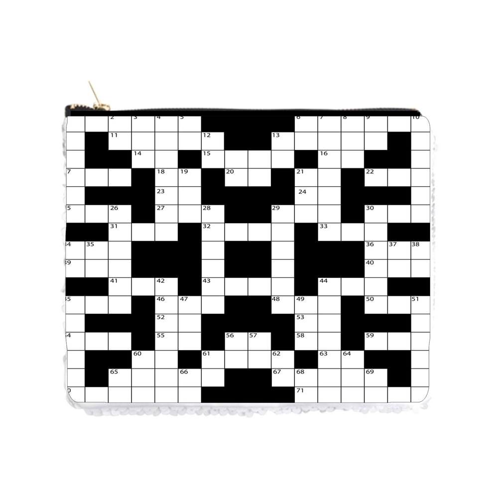 Crossword Puzzle Print Sequin Pencil Holder Pouch Silver/White