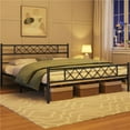 thumbnail image 4 of Topeakmart California King Metal Bed Frame with Crisscross Headboard & Footboard, Black, 4 of 9