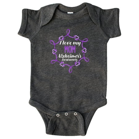 

Inktastic I Love My Mom Alzheimer s Awareness with Purple Hearts Gift Baby Boy or Baby Girl Bodysuit
