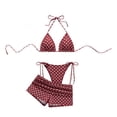 thumbnail image 5 of Women's Two Piece Swimsuits Polka Bikini Tankini Swimsuit With Beach Cover Up Skirt Summer Swimwear 2 Piece Bathing Suits S, 5 of 7