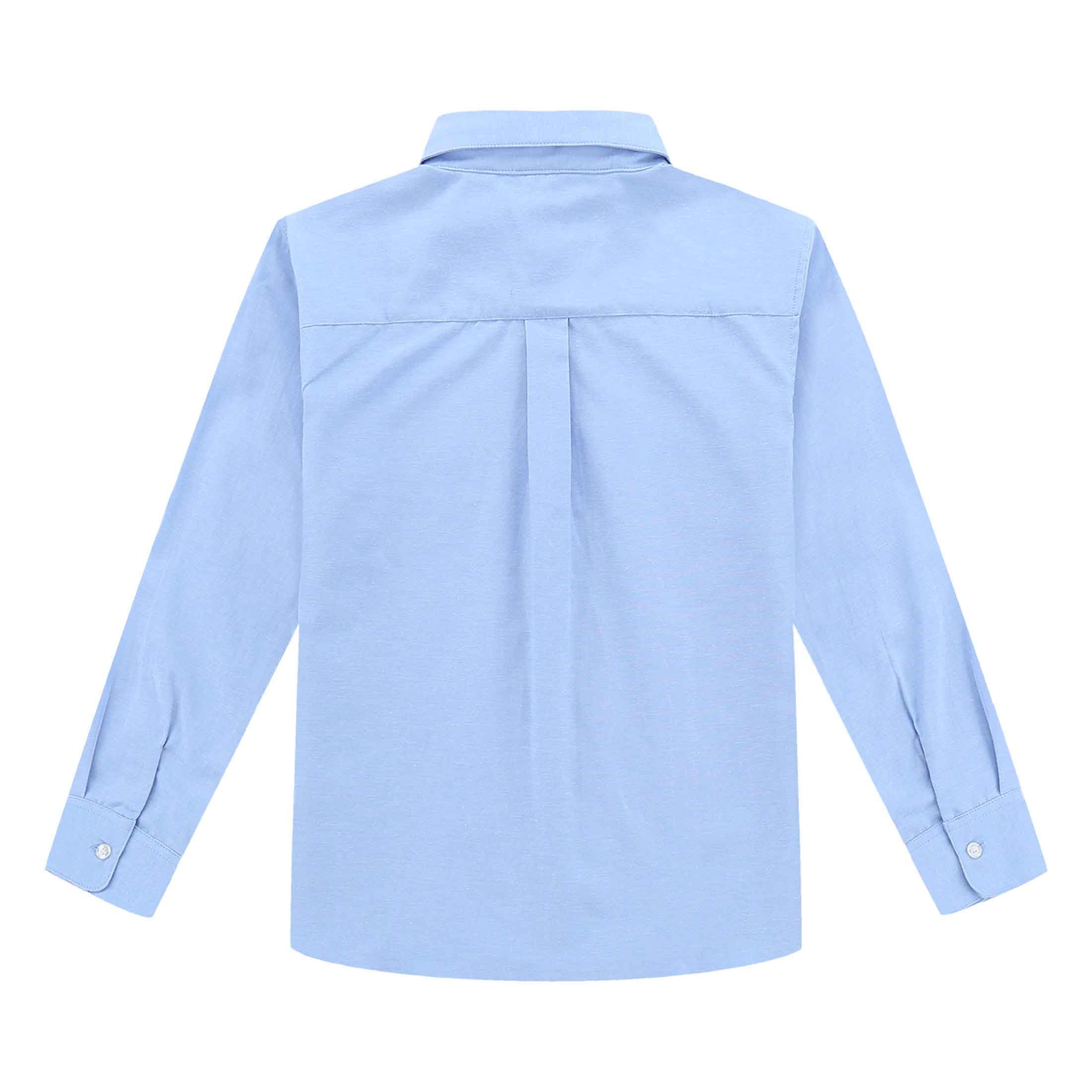 Bienzoe Girls School Uniform Oxford Long Sleeve Blouse Bowtie Pack 