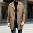 thumbnail image 5 of YLSDY Trench Coat Men Notched Collar Double Breasted Pea Coat Fall Winter Fashion Overcoat Plus Size Mid Long Wool Peacoat Khaki XXL, 5 of 7