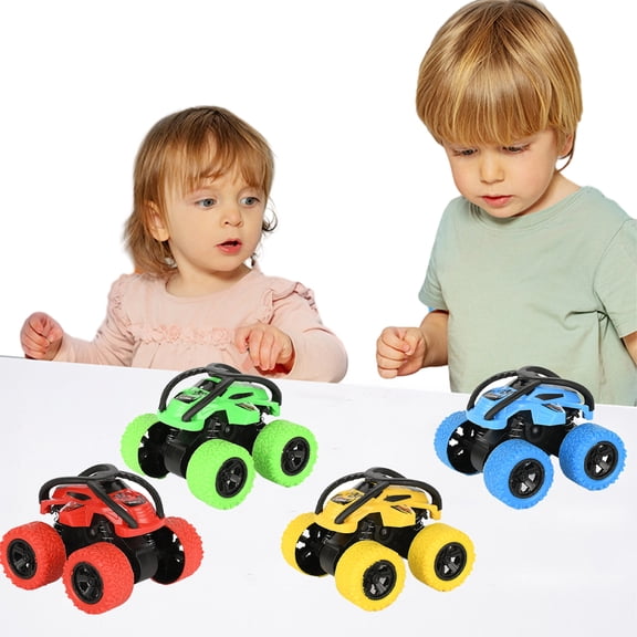 Godderr 4PCS Baby Toddler Car Toys Rotating Stunt Cars Toys Inertia Vehicle Set Birthday Party Gift for Kids Boys Girls