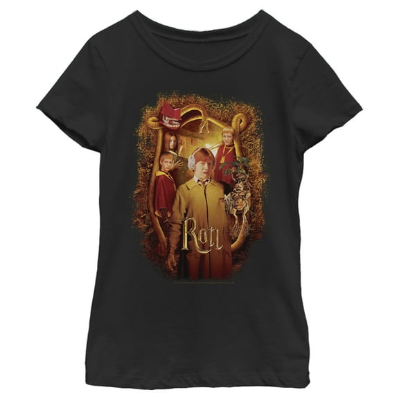 Girl's Harry Potter Chamber Of Secrets Ron Portrait  Graphic Tee Black X Small